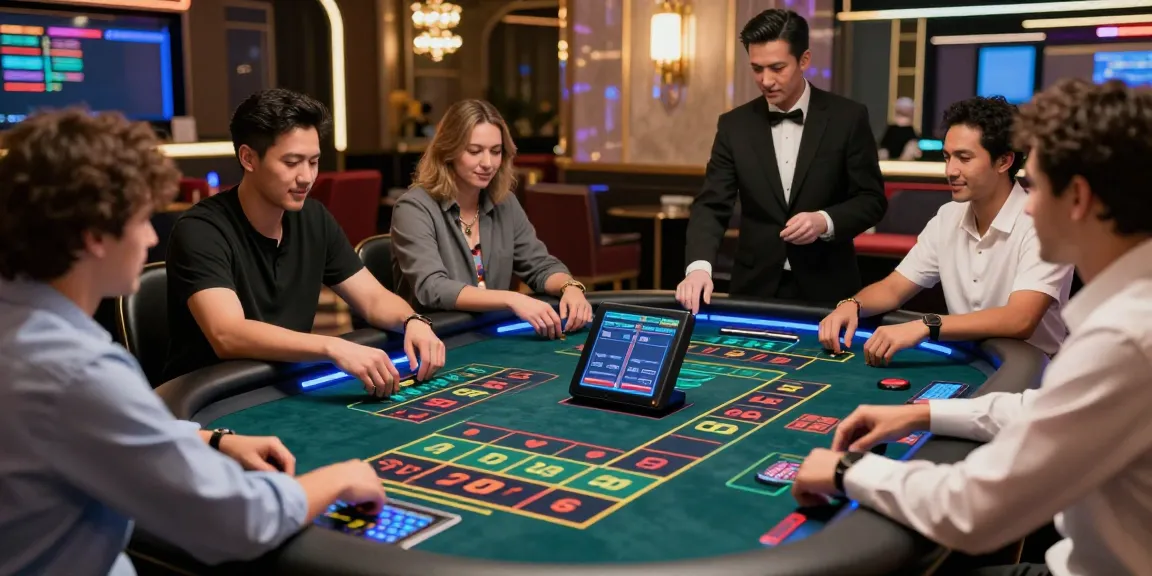 Live casino gaming at FC88, showcasing a roulette table with energetic players in a vibrant setting.