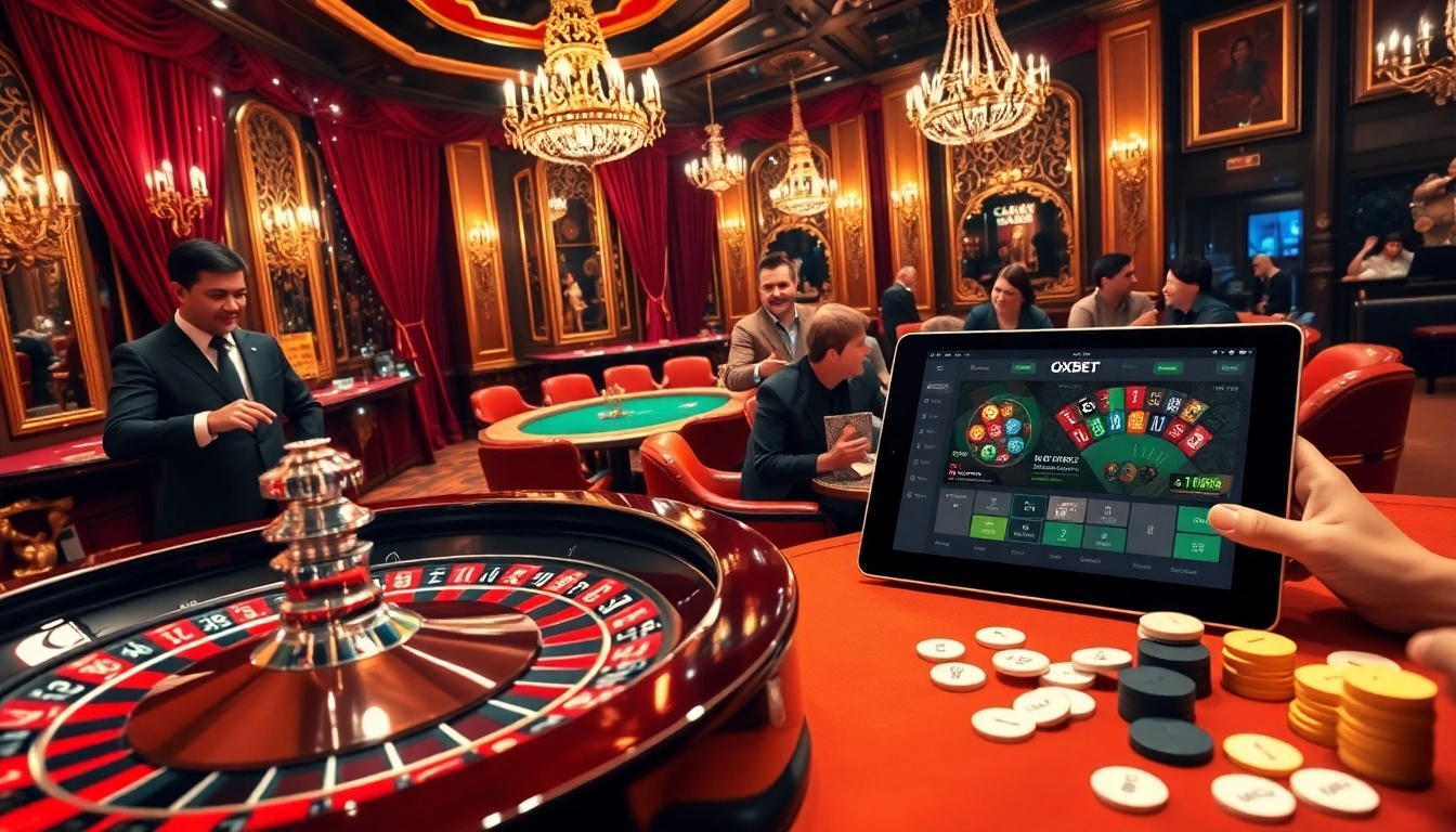 Experience the excitement of OXBET with luxury casino tables and thrilling gambling action.