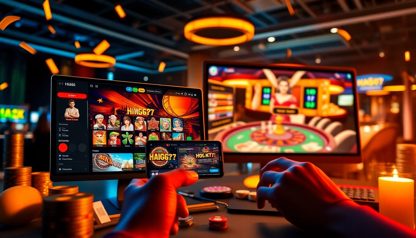 HH666 online casino scene featuring vibrant games, user-friendly interface, and thrilling atmosphere.