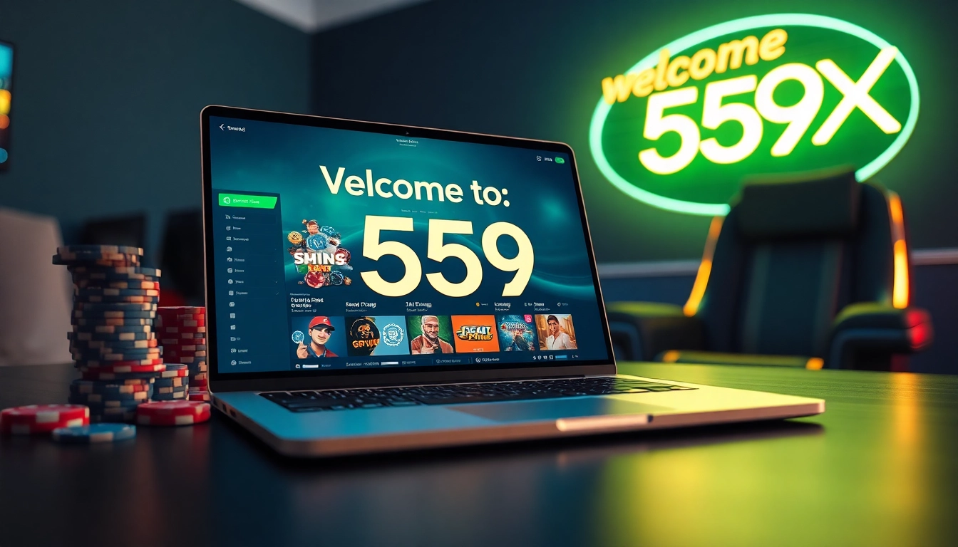 Online gaming at 559X platform showing slots, poker, and sports betting experience.