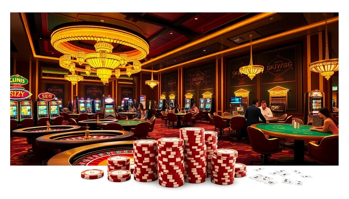 Engage in thrilling gameplay at SKY88 Casino with luxurious tables and vibrant atmosphere.